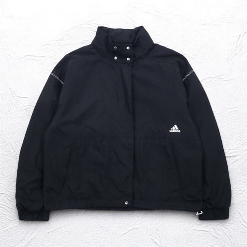 adidas ナイロン トラックジャケット ジャージ S ブラックスリーストライプ