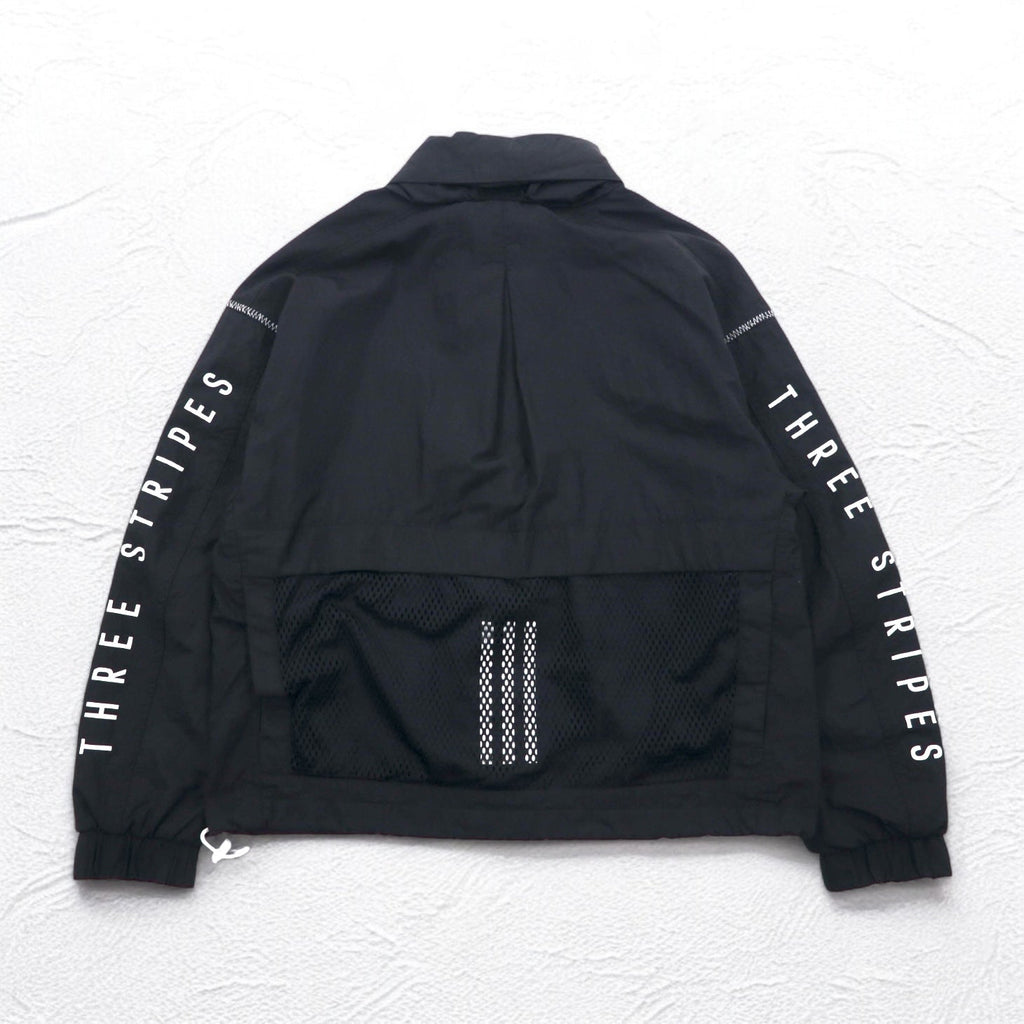 adidas ナイロン トラックジャケット ジャージ S ブラックスリーストライプ