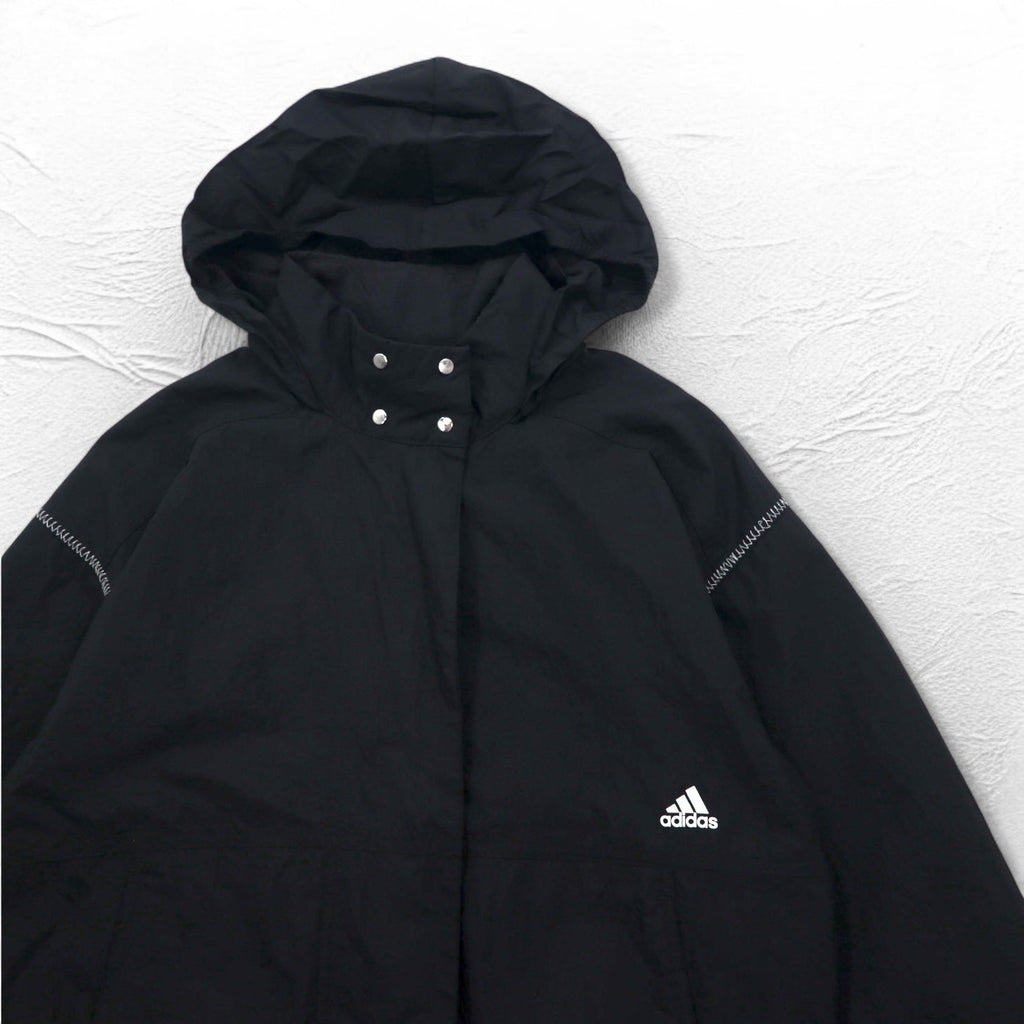 adidas ナイロン トラックジャケット ジャージ S ブラックスリーストライプ