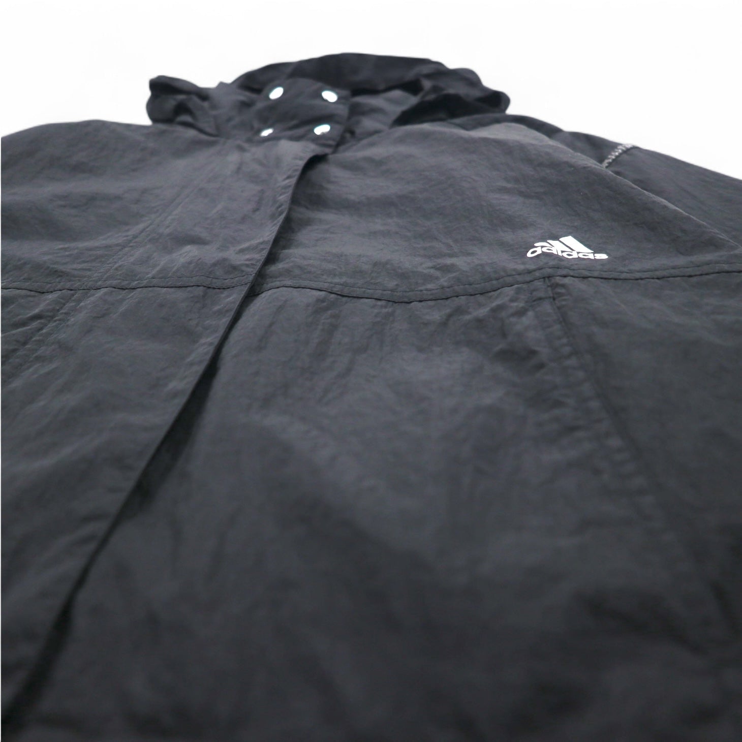 adidas ナイロン トラックジャケット ジャージ S ブラックスリーストライプ