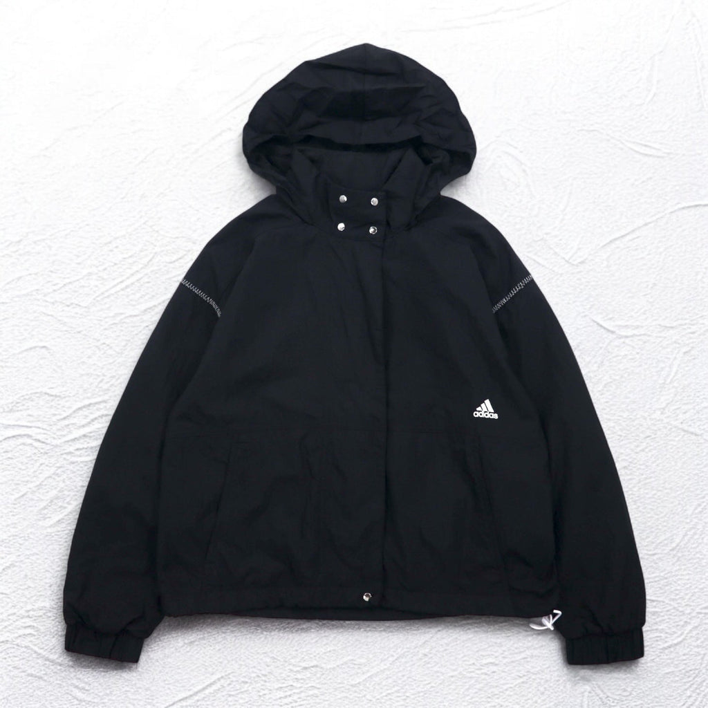 adidas ナイロン トラックジャケット ジャージ S ブラックスリーストライプ
