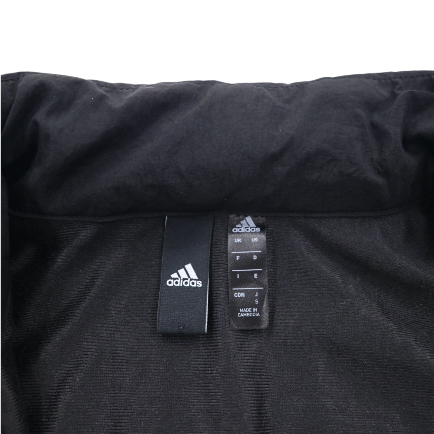 adidas ナイロン トラックジャケット ジャージ S ブラックスリーストライプ