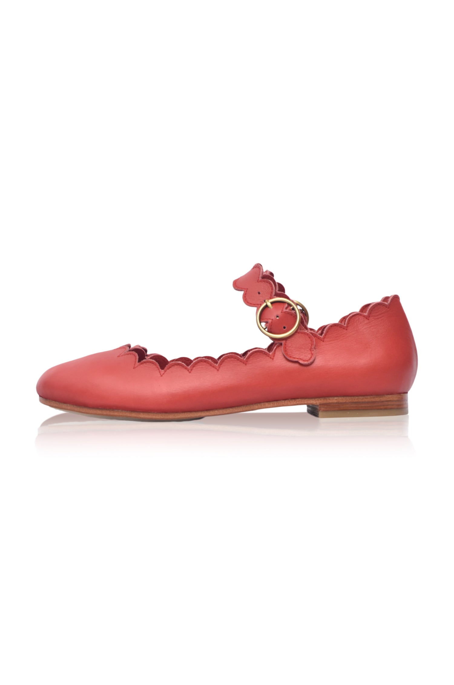 ミア・ロサ スカラップ マリージェーン フラットシューズ | 本革 レディース クラシック