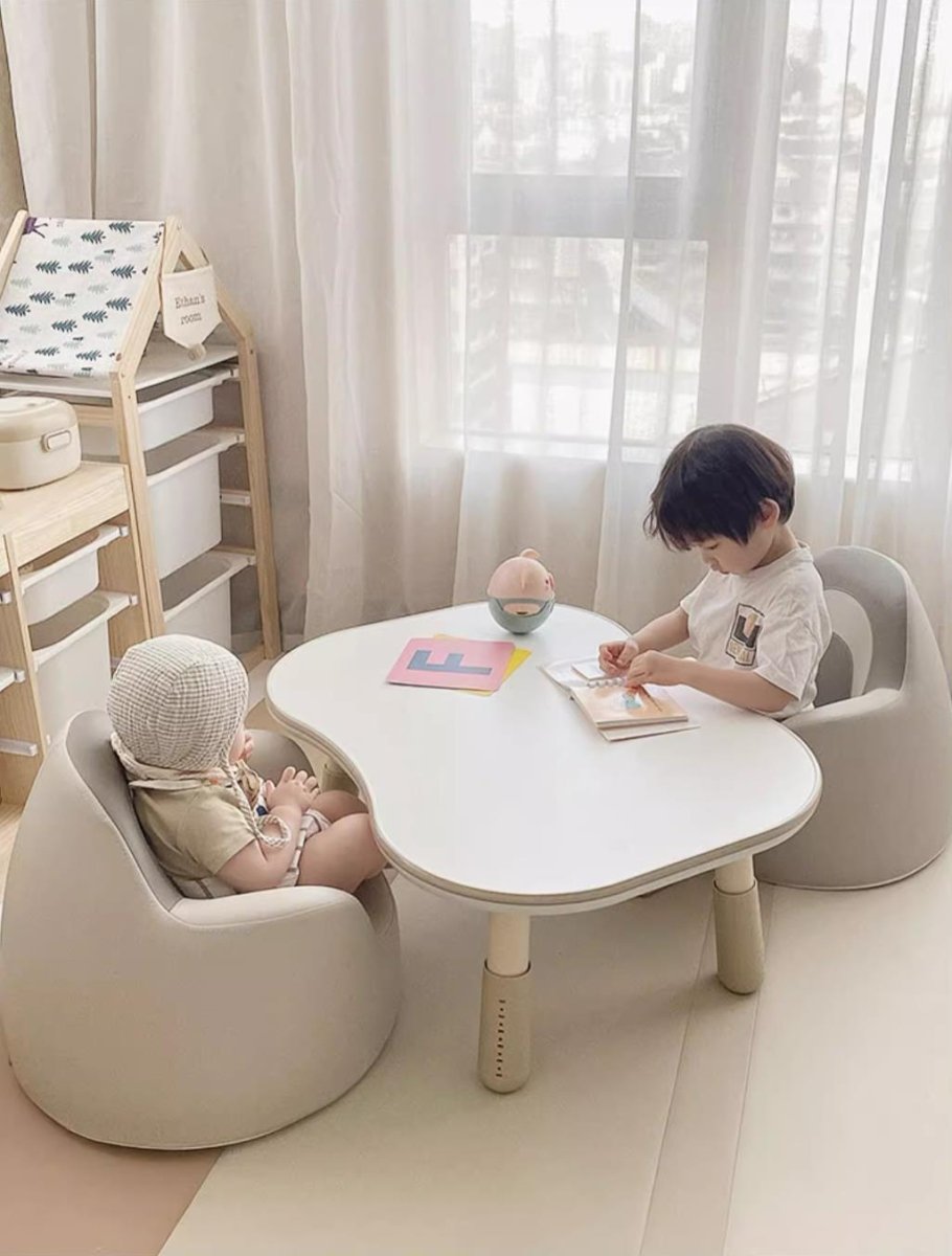 Peanut 児童用 高さ調節学習机デスク | 二人用 ホワイト 子供家具