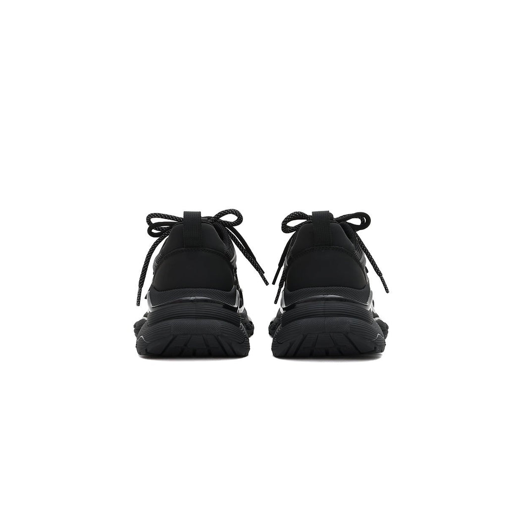 レディース ブラック レトロ プラットフォームスニーカー | スターデザイン 厚底